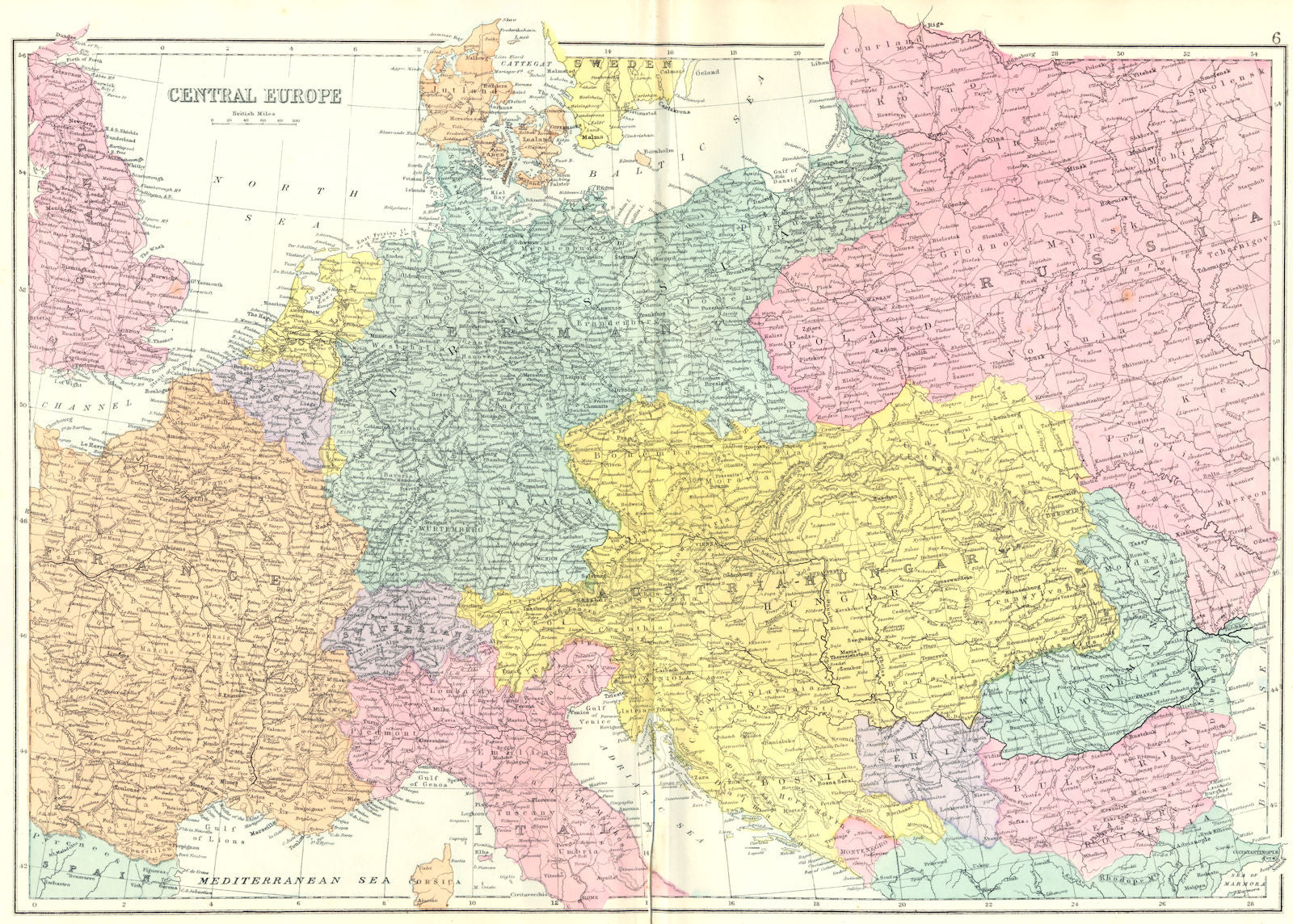 EUROPE. Central Europe. Bacon 1895 old antique vintage map plan chart